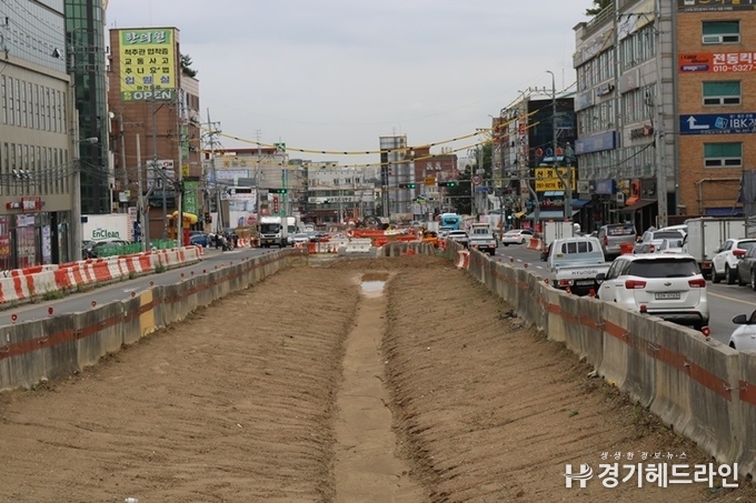 LH공사 화성봉담지하차도 공사 현장 모습(사진=문수철 기자)