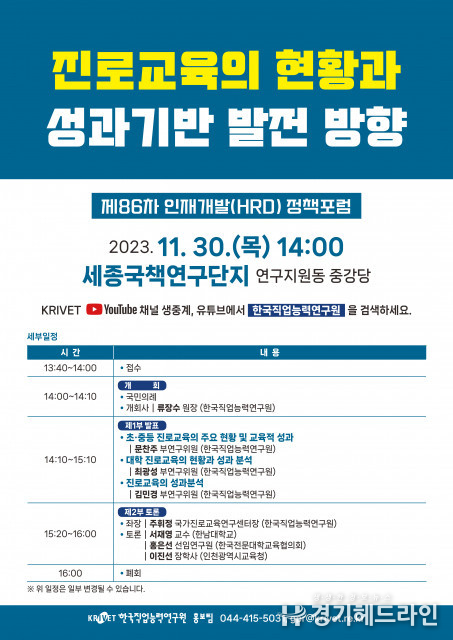 한국직업능력연구원, 진로교육 주제로 한 인재개발 포럼 개최