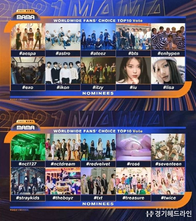 2021 MAMA, 전세계 K-POP 팬들이 선택한 아티스트는?