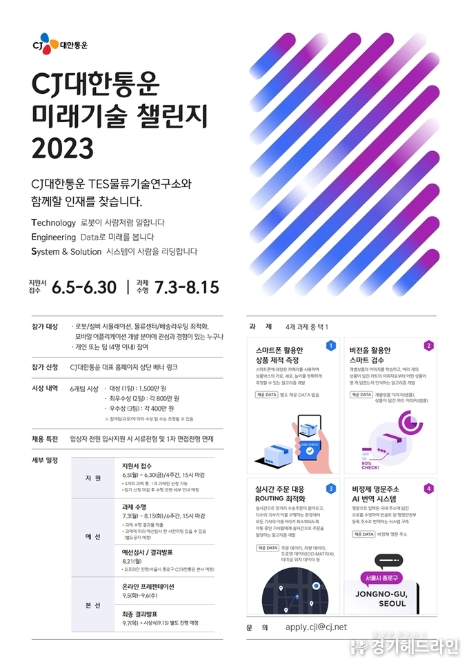 CJ대한통운, 미래기술챌린지 개최…“물류 기술 인재 등용문”