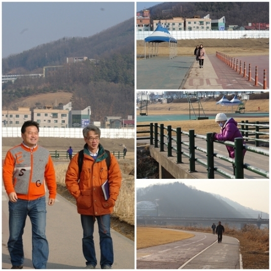경안천 청석공원의 휴일 아침, 시민들이 경안천을 찾아 휴식을 취하고 있는 모습을 쉽게 볼 수 있다.