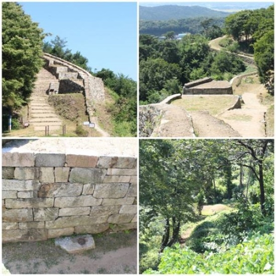독산성의 남문, 현도문 형식으로 성문에 들어서면 지금은 계단으로 오른쪽으로 갈수 있으나 구조상 왼쪽으로 가게 되어 있다. 이는 전형적인 일본식 성곽구조다. 각 계단의 넓이에 따라 안쪽으로 내성들이 열을 이어 이어지고 있으나 잡풀과 잡목에 가려져 있다. 내성으로 이어지는 성벽은 총 5개 정도로 추정되고 있다.