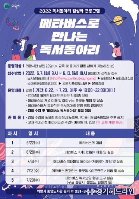 의왕시 중앙도서관, 독서동아리 활성화 프로그램 '메타버스로 만나는 독서동아리' 운영