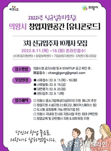 의왕시 창업지원공간(유니콘로드) 신규 입주자 3차 모집