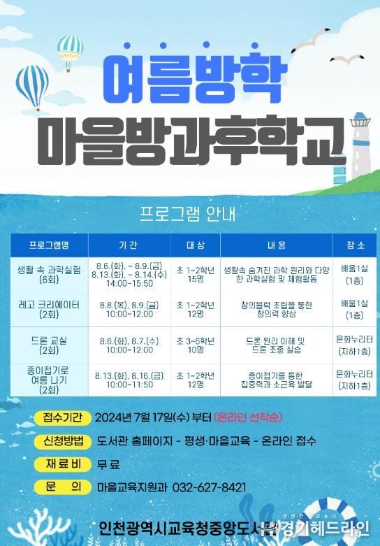 인천광역시교육청중앙도서관, 여름방학 특별 마을방과후학교 운영
