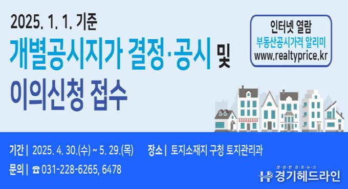 수원특례시 권선구, 개별공시지가 결정·공시 및 이의신청 접수시작