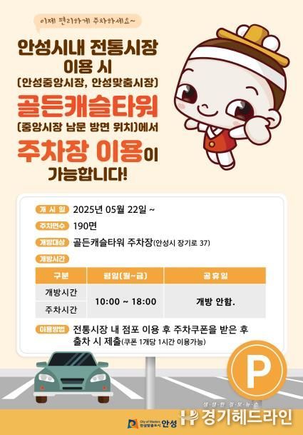 안성시 전통시장 민간 주차장 확대 개방