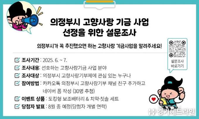 의정부시, 2025년 고향사랑기금 신규 사업 발굴 위한 설문조사 실시