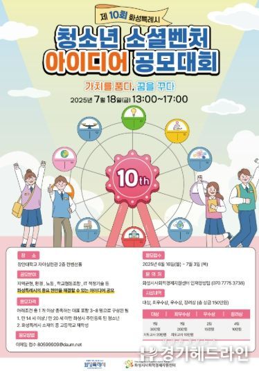 제10회 화성특례시 청소년 소셜벤처 아이디어 공모대회 홍보 웹자보