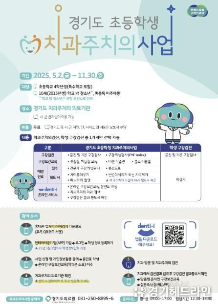 2025년 경기도 초등학생 치과주치의사업 포스터