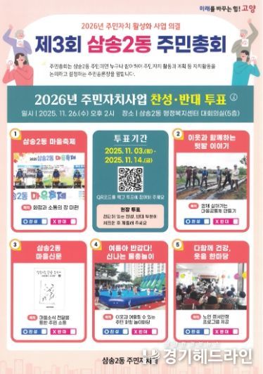 고양시 삼송2동 주민자치회, ‘제3회 주민총회’ 사전투표 진행