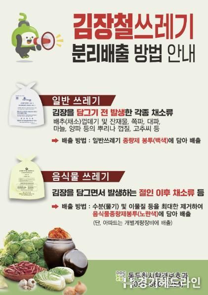 동두천시, 김장철 쓰레기 분리배출 집중 안내