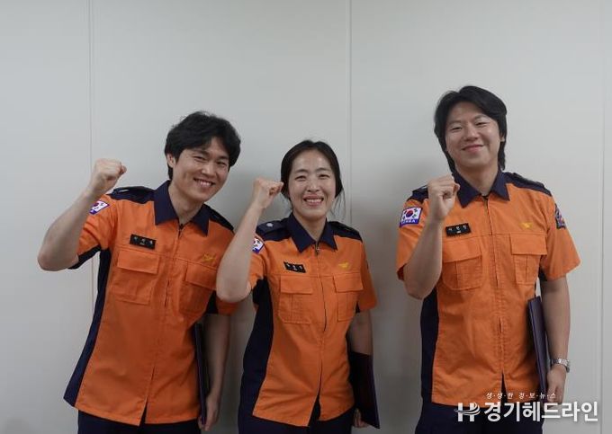 왼쪽부터 당시 출동 구급대원 소방사 서지원, 소방위 김순진, 소방교 이현창