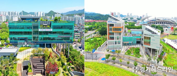 상록구청(왼쪽 사진), 단원구청(오른쪽 사진) 전경