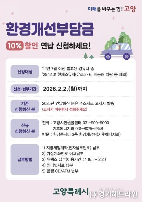 환경개선부담금 연납 신청 안내문