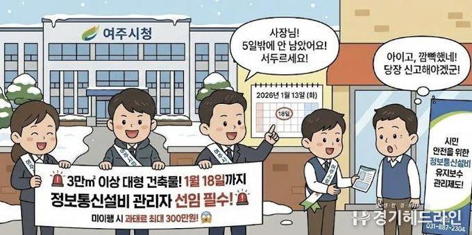 여주시, 대형 건축물 '정보통신설비 유지보수 관리자' 선임 유예기간 종료 임박 안내