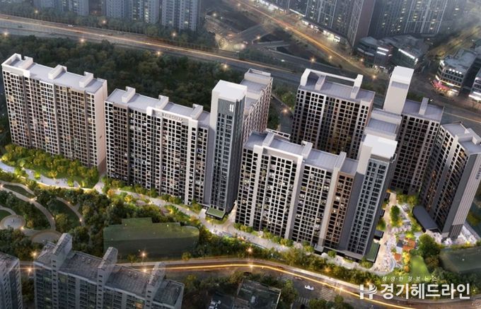용인특례시에서 공동주택 리모델링 사업이 최종 승인된 수지구 성복역 리버파크 공동주택 조감도