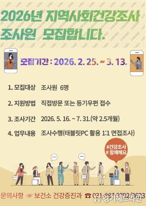 2026년 '여주시 지역사회건강조사 조사원' 모집 공고