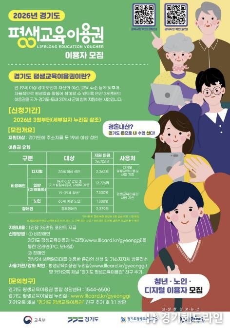 양주시, ‘2026년 제1차 경기도 평생교육이용권 지원사업’ 대상자 모집