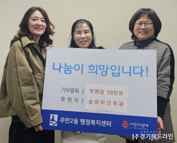 수원시 팔달구 우만2동, 송이비인후과의 정기적 후원금으로 이웃사랑 실천