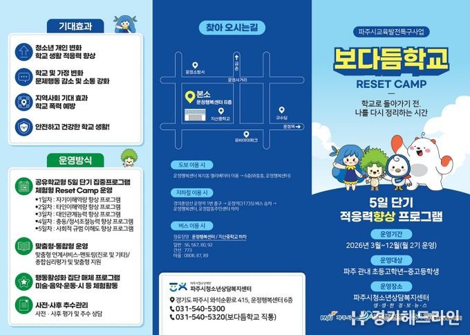 정서 회복으로 학교 적응 돕는다… 파주시, ‘보다듬학교’ 참여자 모집